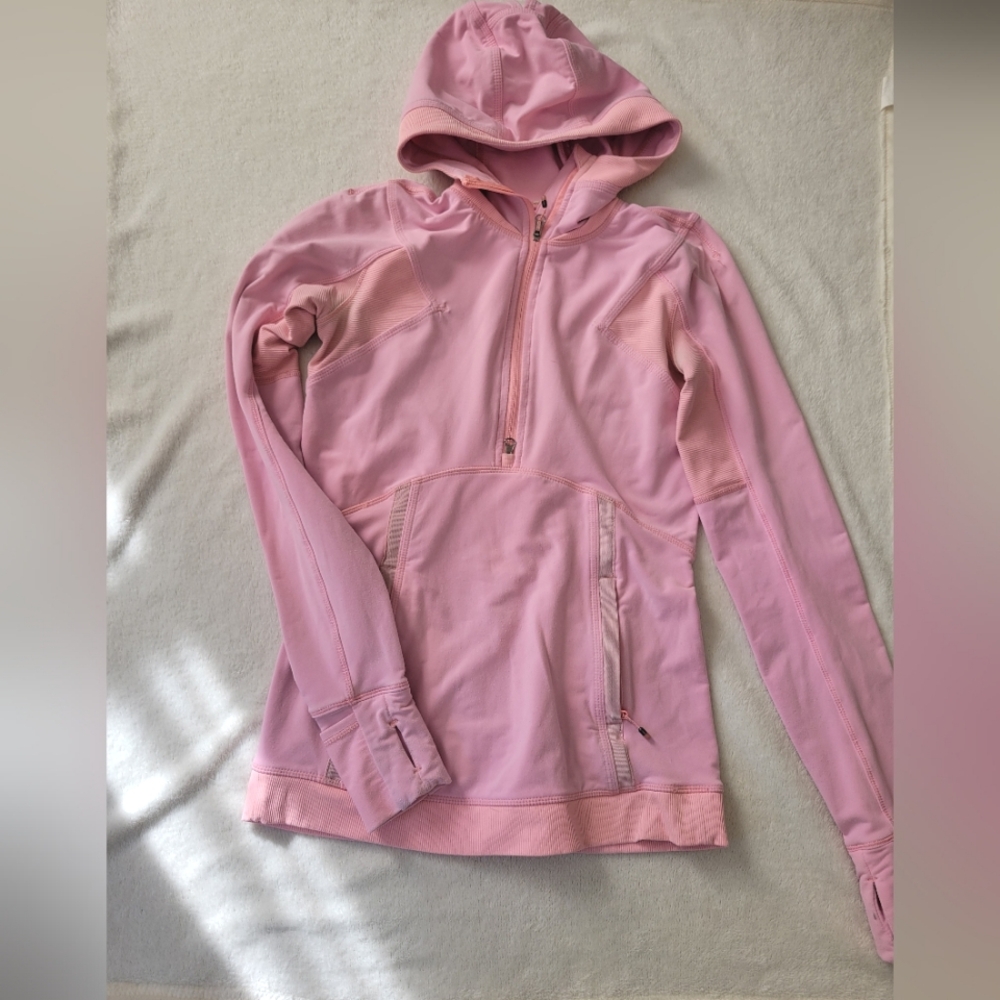 Lululemon 1/2 zip hooded jacket in coral/pink
